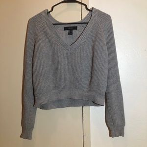 Forever 21 grey knit v neck sweater